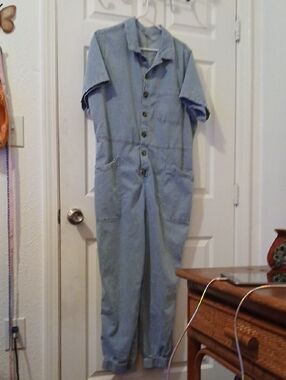 Source Unknown Light Blue Denim Jumpsuit Romper